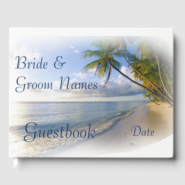 Beach Tropical Seaside Wedding or Shower Guestbook (Front)