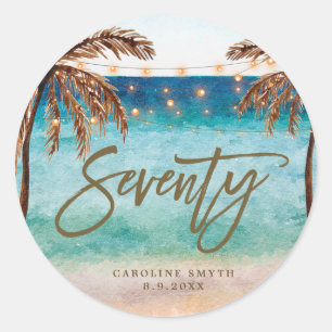 beach tropical sixty 70th birthday sticker