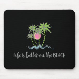 Beach Tropical Style Summer Graphic Black Mouse Mat