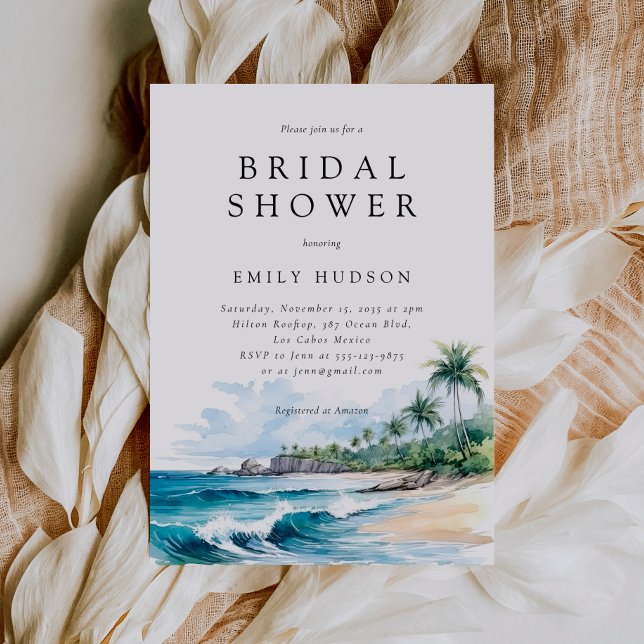 Beach Tropical Summer Bridal Shower Invitation (Creator Uploaded)