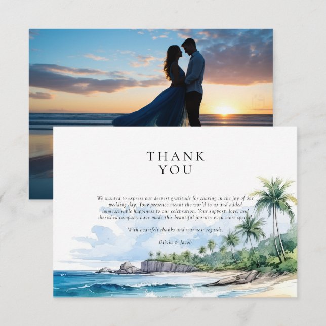 Beach Tropical Summer Wedding Thank You Card (Front/Back)