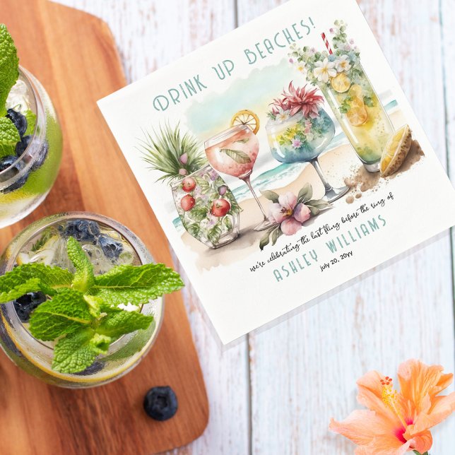 Beach Tropical Themed Cocktails Bachelorette Party Napkin (Creator Uploaded)