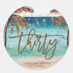 beach tropical thirty 30th birthday sticker