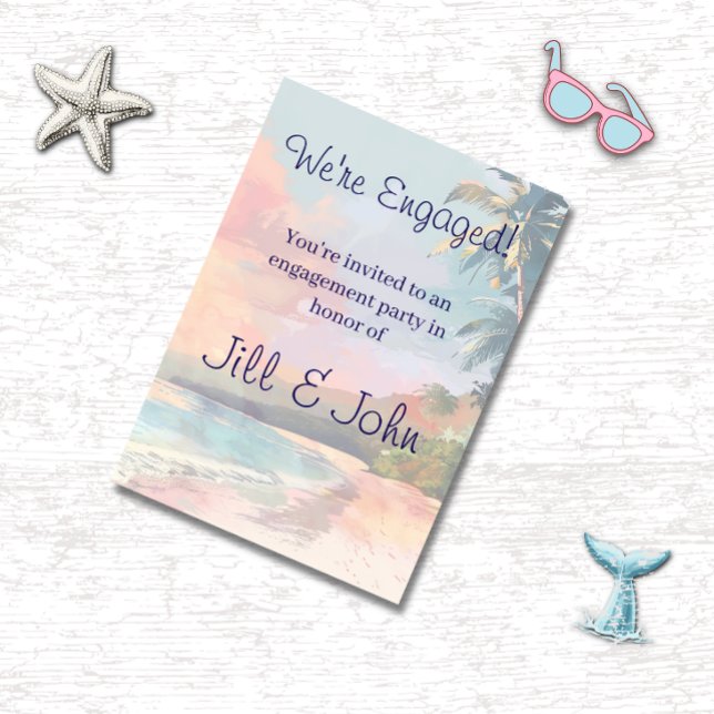 Beach Tropical Watercolor Engagement Invitation (Creator Uploaded)
