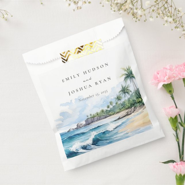 Beach Tropical Watercolor Wedding Favour Bags (Sealed)