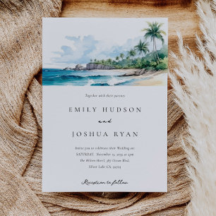 Beach Tropical Watercolor Wedding Invitation