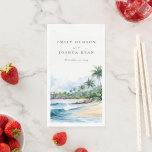 Beach Tropical Watercolor Wedding Napkin