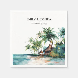 Beach Tropical Watercolor Wedding Napkin