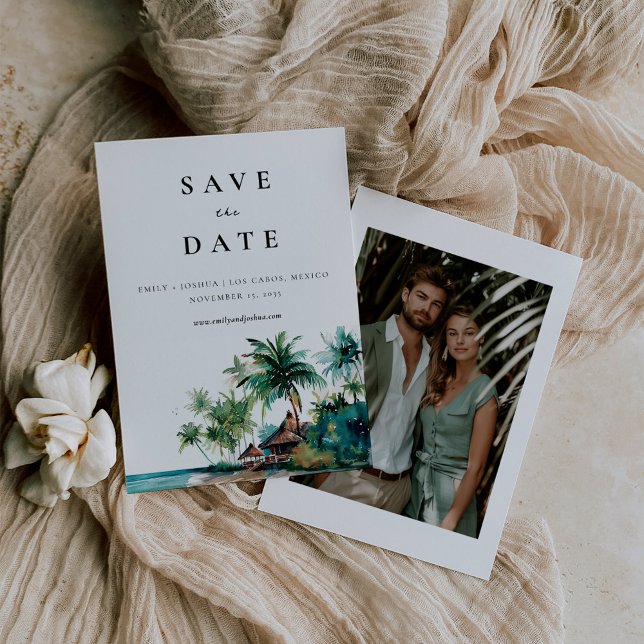 Beach Tropical Watercolor Wedding Save The Date (Creator Uploaded)
