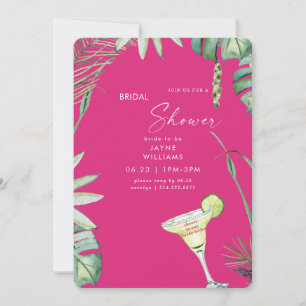 Beach Tropics Hot Pink Margarita Bridal Shower Invitation