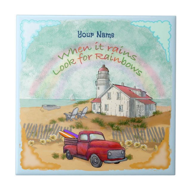 Beach Truck Lighthouse Tile (Front)