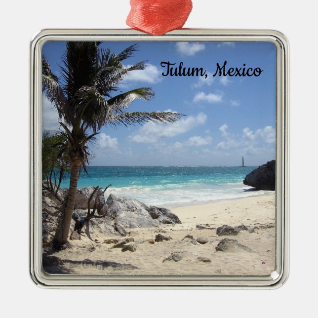 Beach Tulum, Mexico - sun - vacation - ornament (Front)