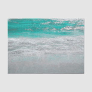 Beach Turquoise Coastal Ocean Waves Tropical Art Tissue Paper
