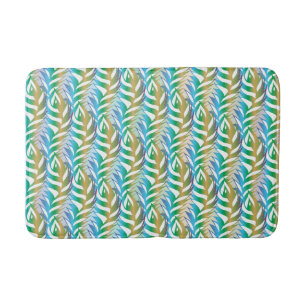 Beach turquoise fun feather pattern. bath mat