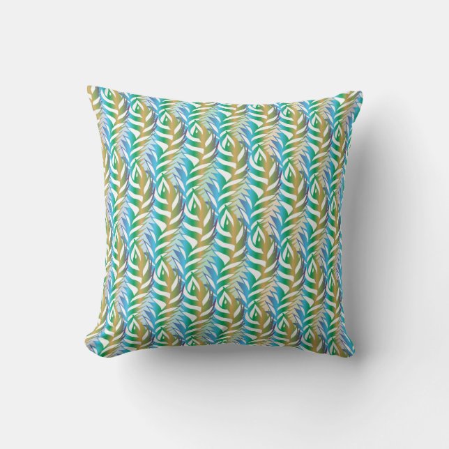 Beach turquoise fun feather pattern. cushion (Front)