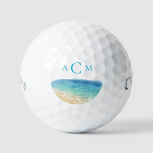 Beach Turquoise Monogram Callaway Supersoft Golf Balls