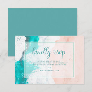 Beach Turquoise Ocean Coastal Wedding RSVP  Card