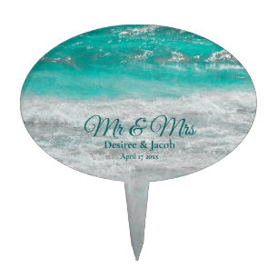 Beach Turquoise Tropical Ocean Waves Coastal Cake Pick
