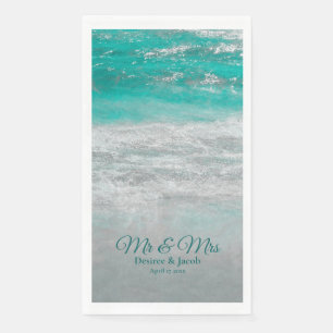 Beach Turquoise Tropical Ocean Waves Wedding Napkin