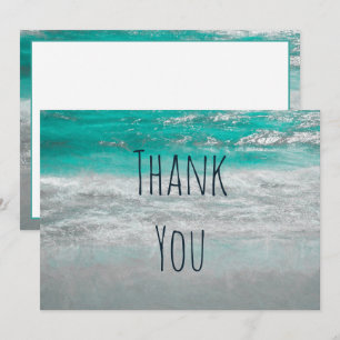Beach Turquoise White Coastal Ocean Wave Thank You Card