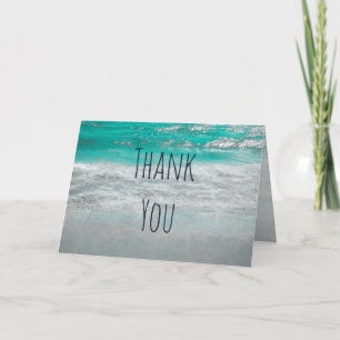 Beach Turquoise White Coastal Ocean Wave Thank You Card