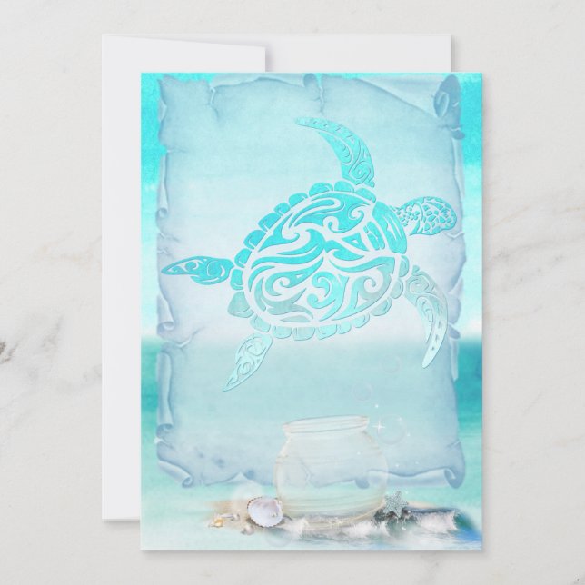 Beach Turtle Watercolor Art Card (Front)