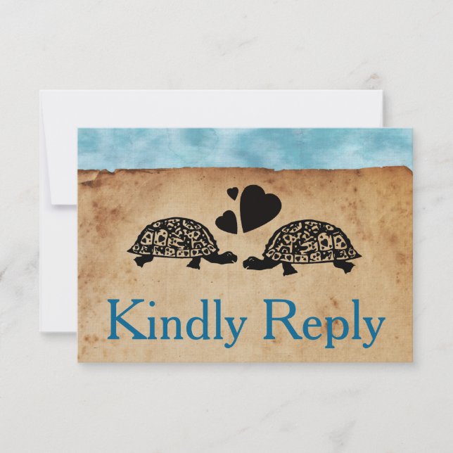 Beach Turtle Whimsical RSVP and Entree Choice (Front)
