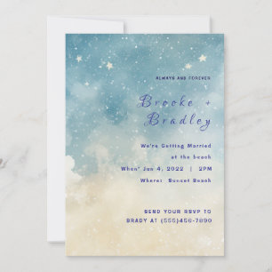 Beach Twilight Starry Sky Wedding Invitation