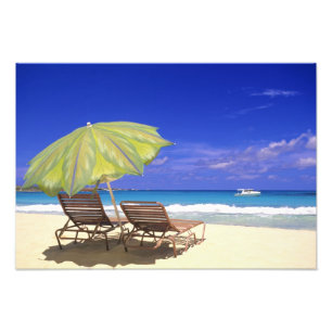 Beach Umbrella, Abaco, Bahamas Photo Print