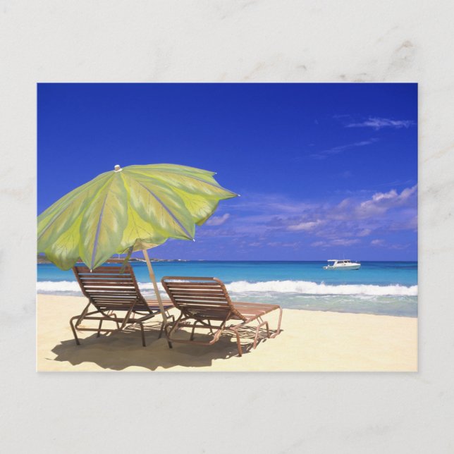 Beach Umbrella, Abaco, Bahamas Postcard (Front)