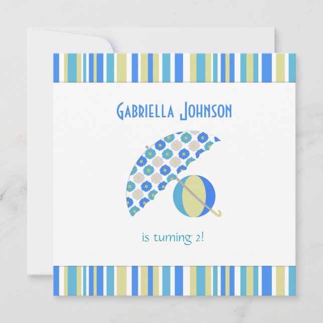 Beach Umbrella Birthday Party Invitation (Front)