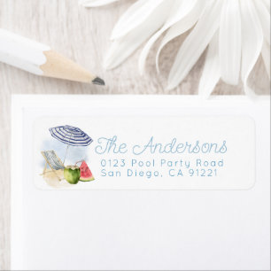 Beach Umbrella & Chairs Watermelon Return Address