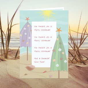 BEACH UMBRELLA CHRISTMAS TREES HOLIDAY CARD