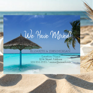 Beach Umbrella Moving  Announcement Postcard