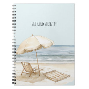 Beach Umbrella Ocean Sea Sand Serenity Notebook