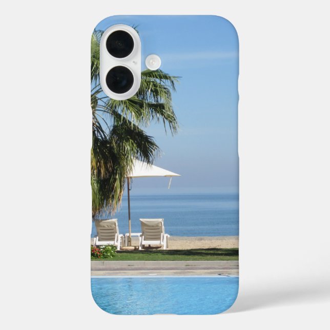Beach, Umbrella, Pool, Chairs, Ocean, Palm Trees Case-Mate iPhone Case (Back)