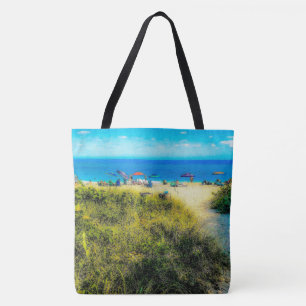Beach Umbrellas along the Ocean Tote Bag