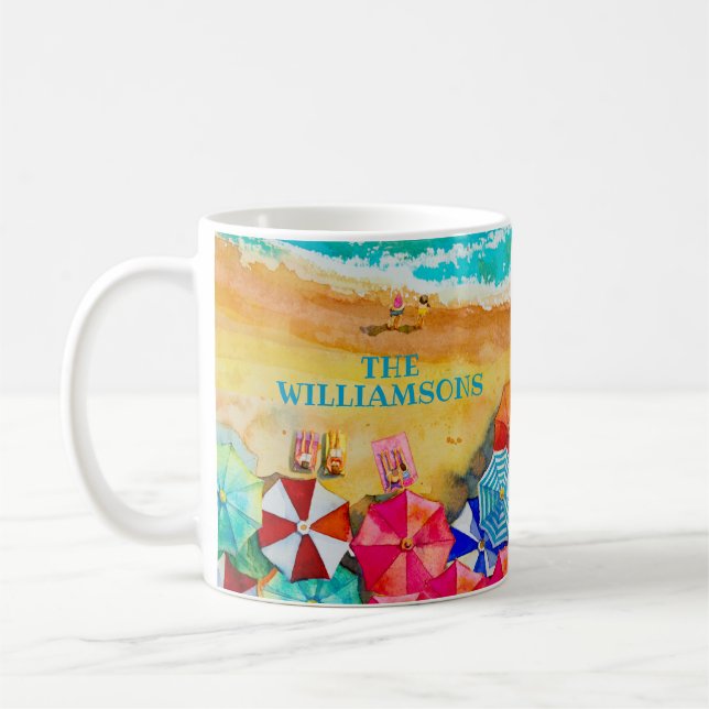 Beach Umbrellas in the Sand Coffee Mug (Left)