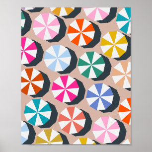 Beach Umbrellas Summer Coastal Poster