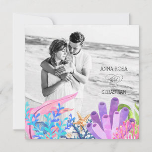 *~* Beach Under Sea AR7 QR RSVP PHOTO WEDDING Invitation