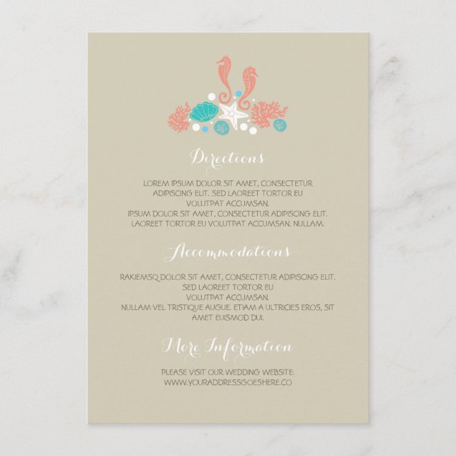 Beach Underwater Treasures Wedding Details Enclosure Card (Front)