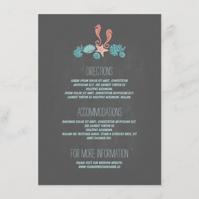 Beach Underwater Treasures Wedding Details Enclosure Card (Front)