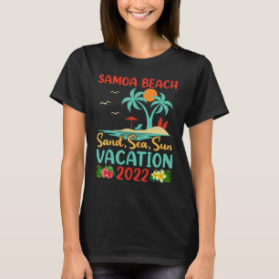 Beach Vacation 2022 Retro Sunset Polynesian Samoa T-Shirt