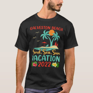 Beach Vacation 2022 Retro Sunset Texas Galveston B T-Shirt