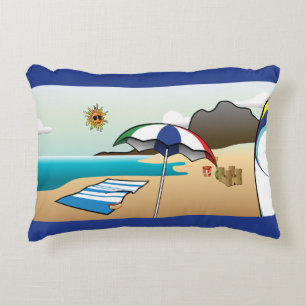 Beach Vacation Dark Blue Accent Pillow