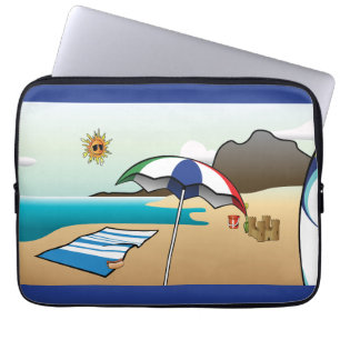 Beach Vacation Dark Blue Laptop Sleeve