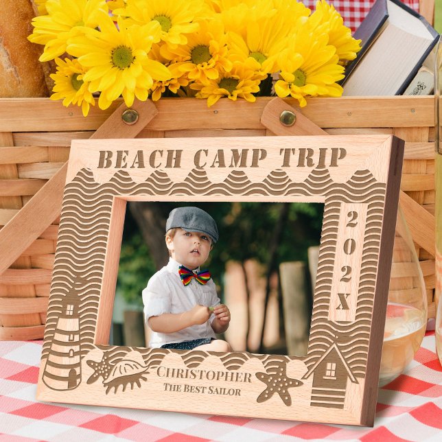 Beach Vacation Etched Frames (Beach Trip Laser Etched Frame.)