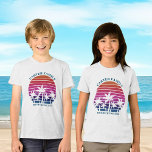 Beach Vacation Family Reunion Custom Cute Kids<br><div class="desc">Cool matching tropical family vacation tri-blend kids t-shirts for a girl or boy to wear on an island cruise. Features beautiful palm trees in front of a pretty pink beach sunset. Perfect custom tees for your summer trip to the sea.</div>
