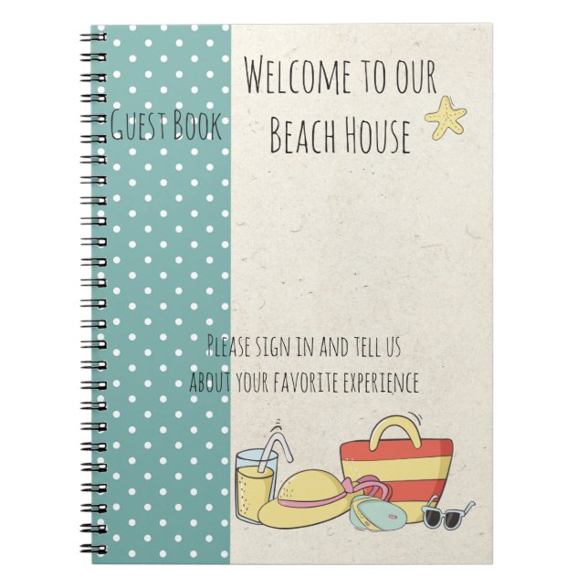 Beach Vacation Home House Guest Book Sign In (Front)