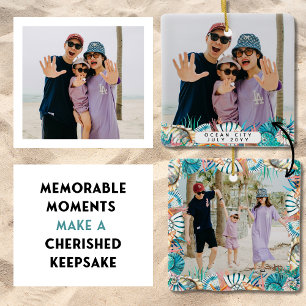 Beach Vacation Memories Family Keepsake Shell  Ceramic Ornament